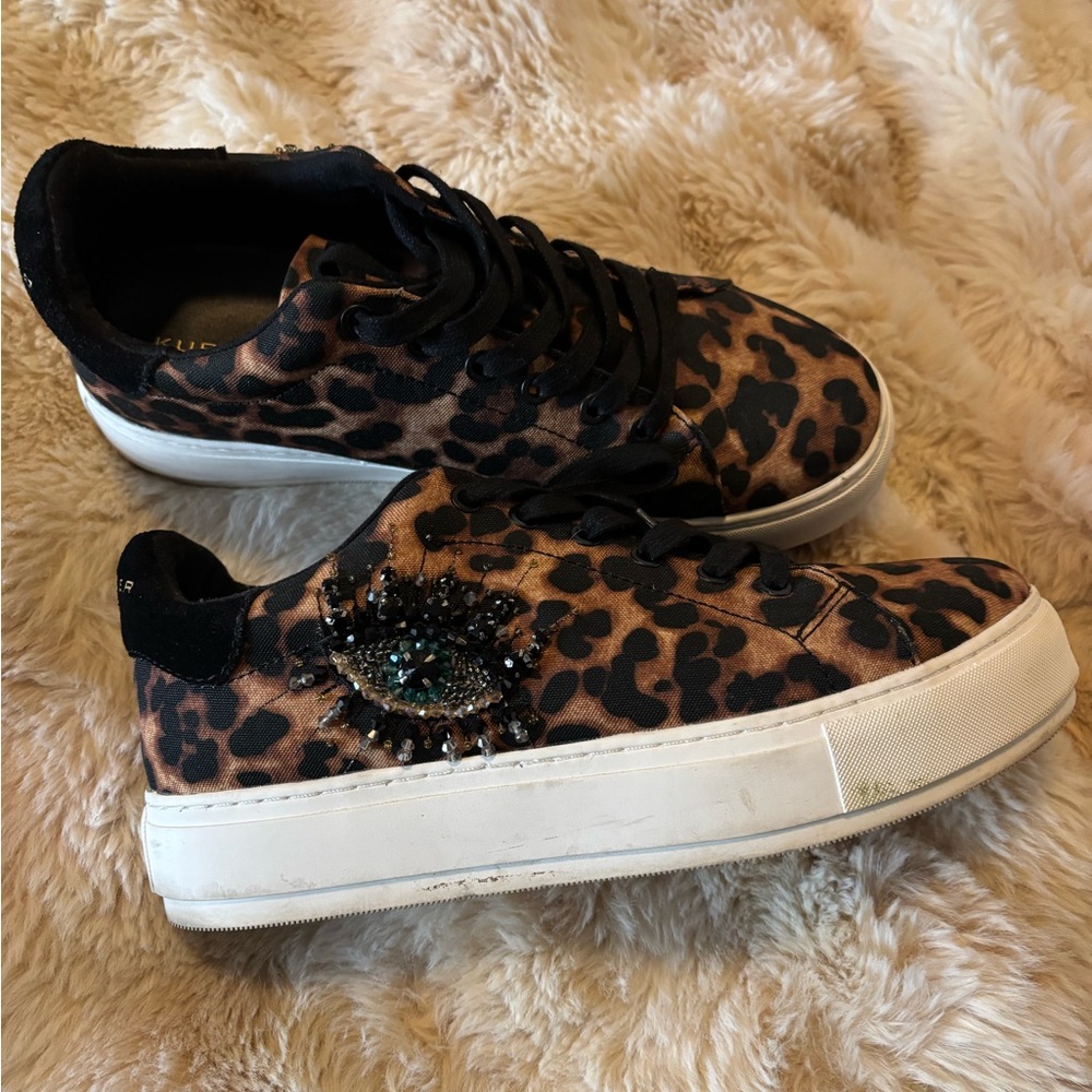 Kurt Geiger Leopard Print Sneakers with Black Accents